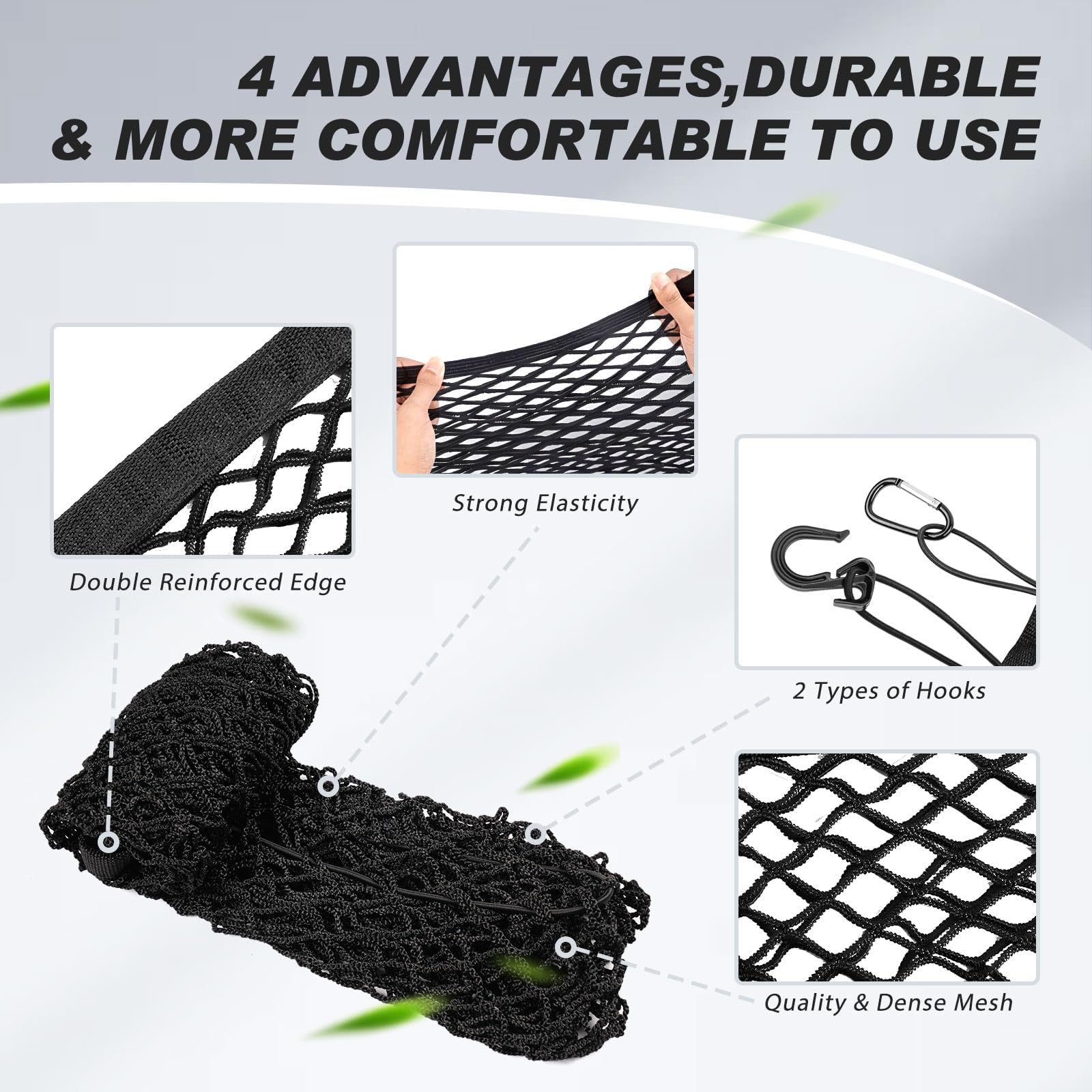 Karltys nylon mesh construction provides strong, durable storage for groceries and gear.