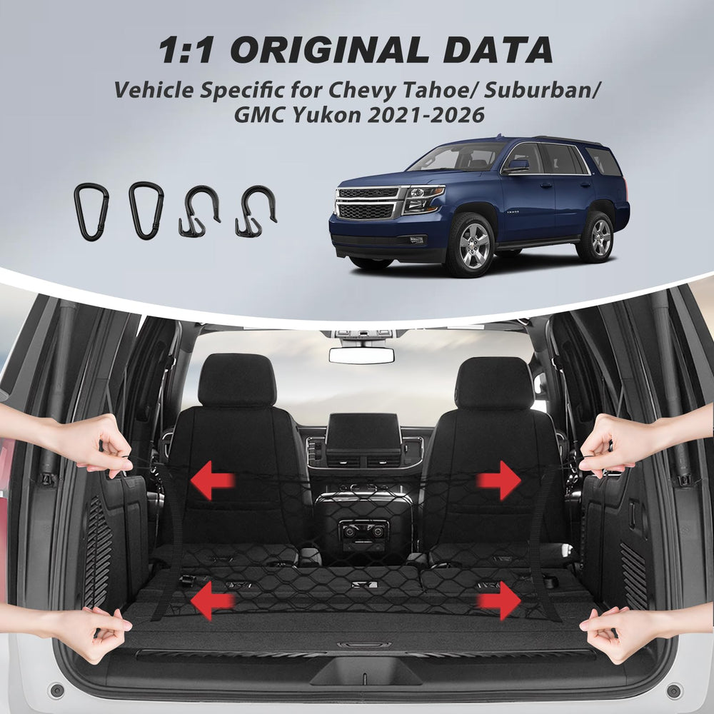 Karltys envelope-style cargo net fits Yukon for efficient rear storage.
