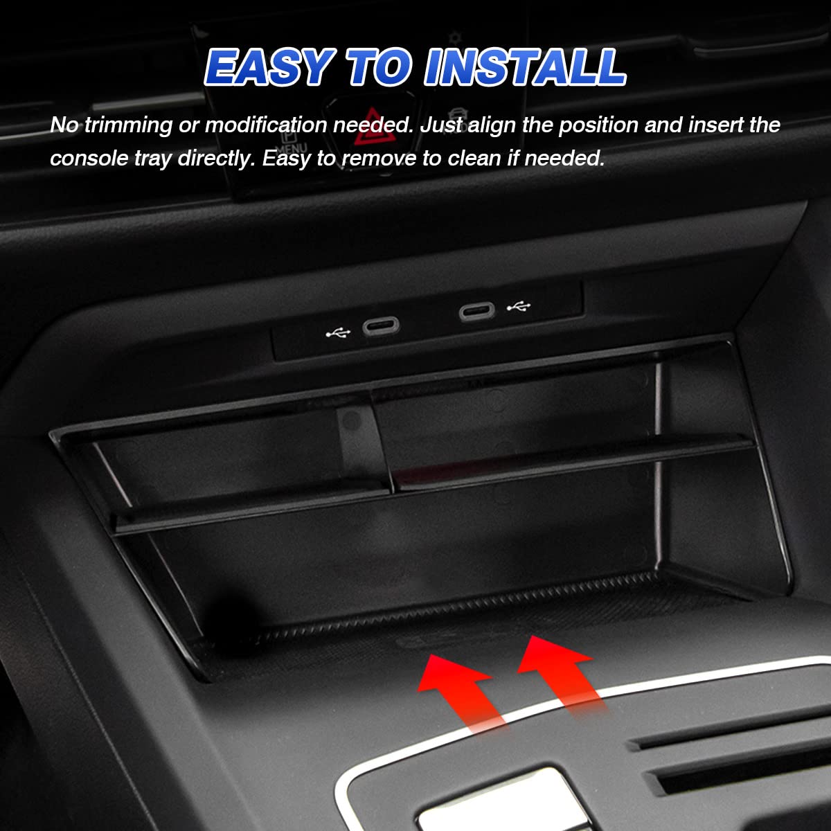 Karltys center console tray reduces clutter and makes items easy to grab.