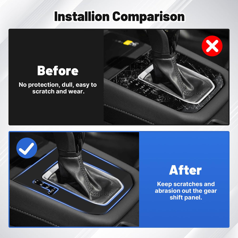 Karltys gear shift panel cover on dark interior adds refined look.