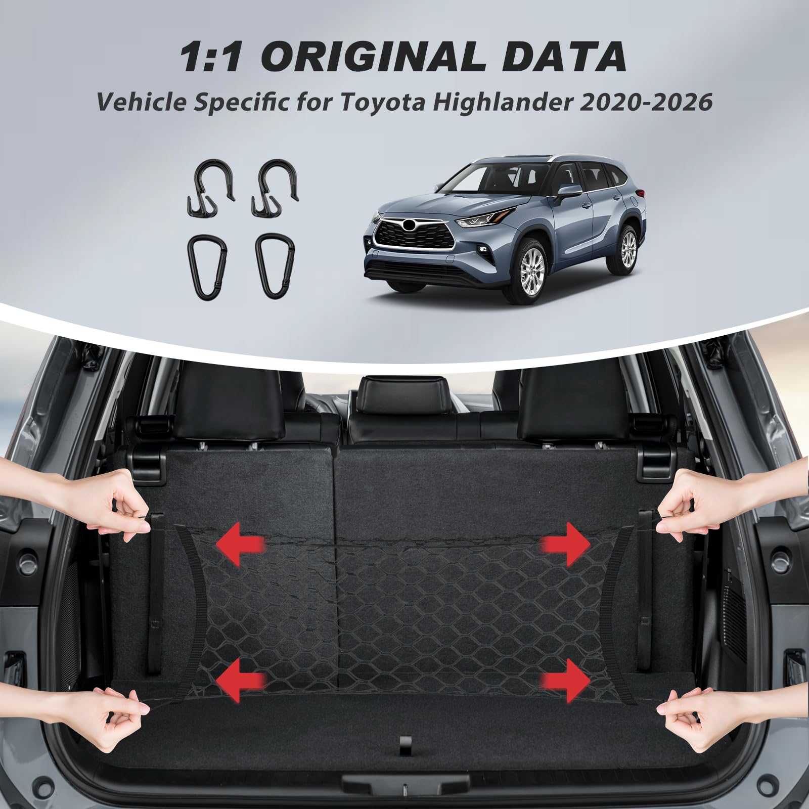 Karltys cargo net keeps trunk organized and prevents shifting during trips.
