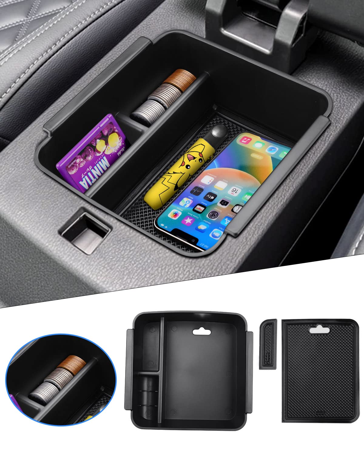 Karltys Outlander center console organizer tray front view with accessible storage.