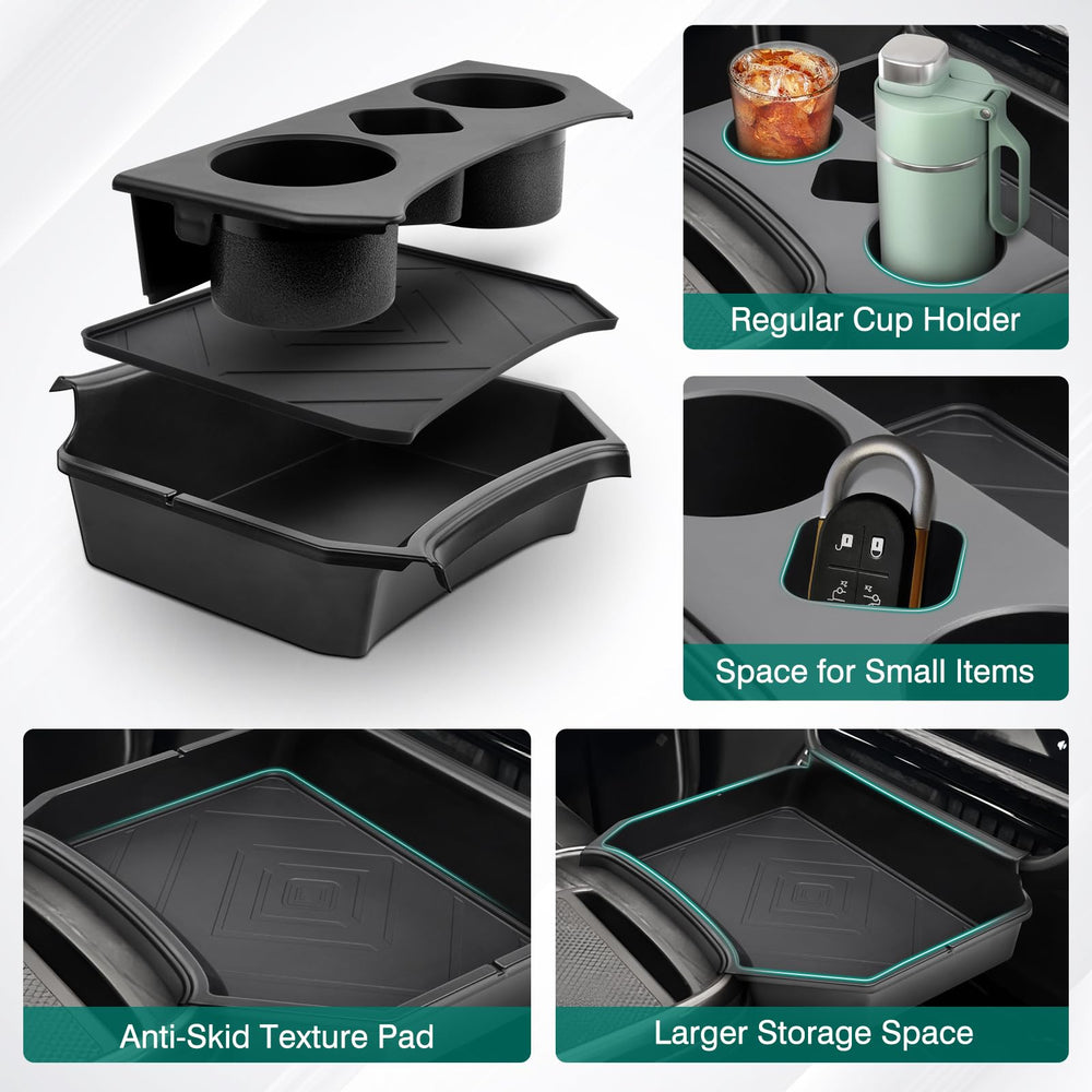 Karltys organized storage for phones, keys, sunglasses within reach.