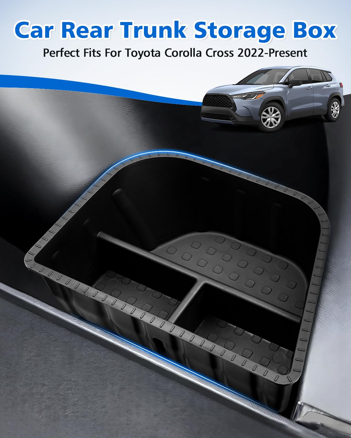Karltys trunk organizer for Corolla Cross AWD right pocket keeps essentials within reach.