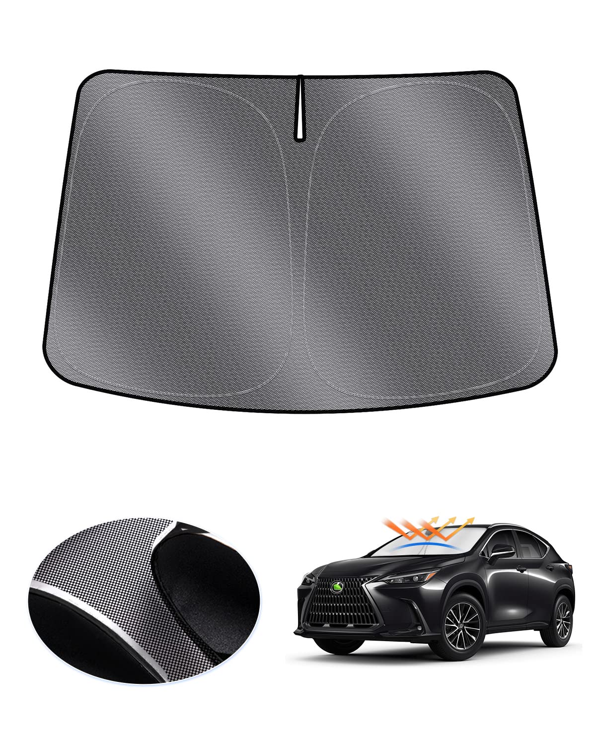 Karltys windshield sun shade on Lexus NX front window reduces glare and heat