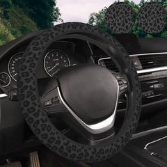 KARREAL leopard steering cover closeup showing durable, grippy texture for comfortable driving.