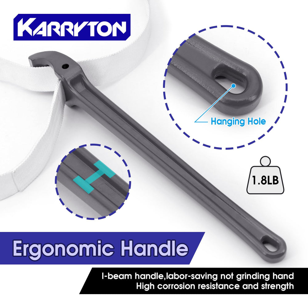 KARRYTON ergonomic aluminum handle reduces effort during turning tasks