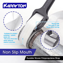 KARRYTON strap wrench grips up to 12-inch diameter objects safely
