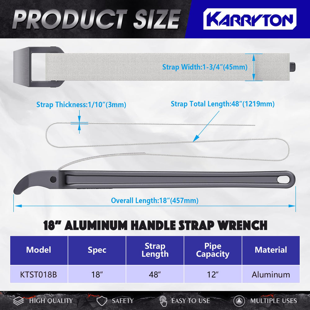 KARRYTON nylon strap around a pipe for a secure non-slip grip