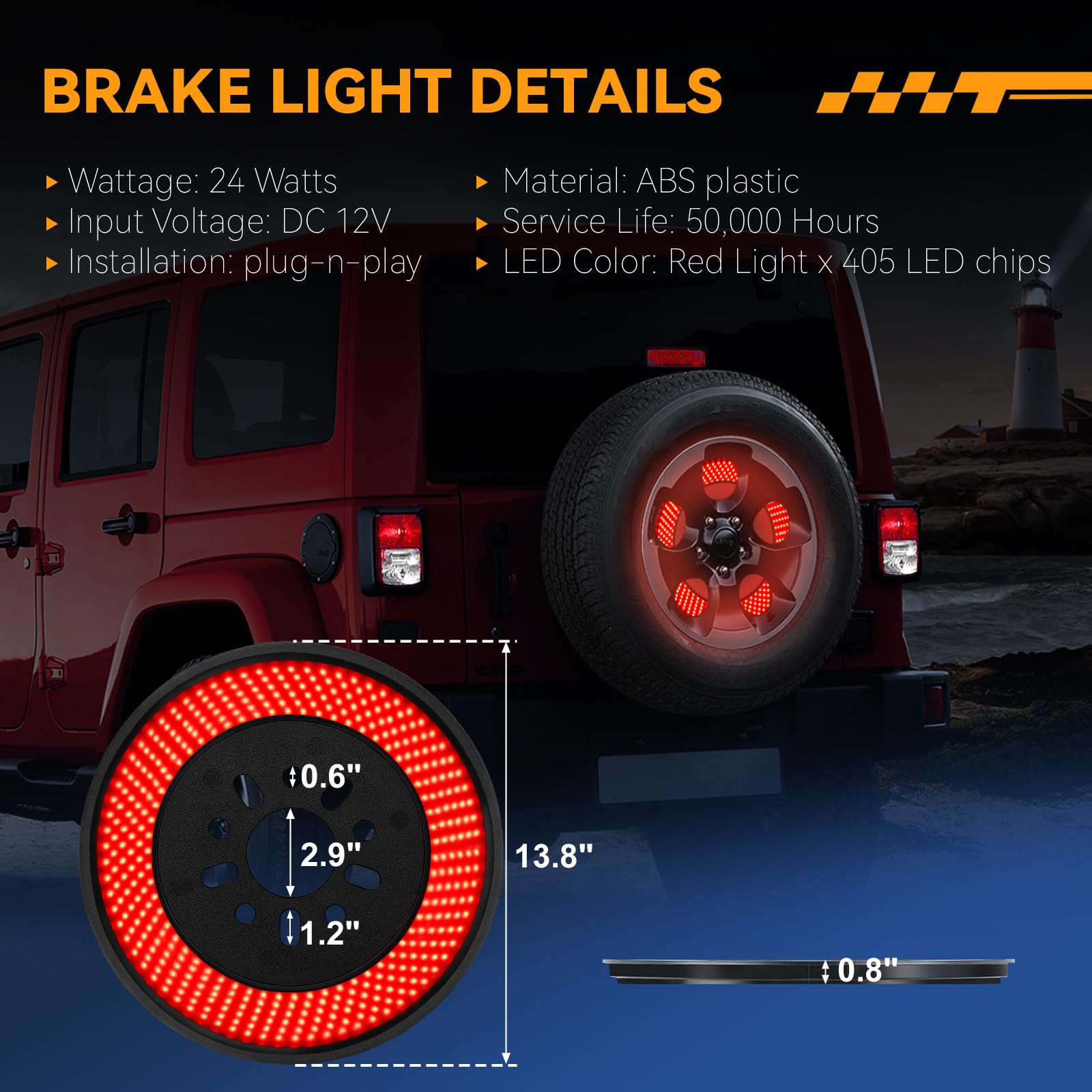 KARSAM 6-ring LED brake light on spare tire improves rear visibility