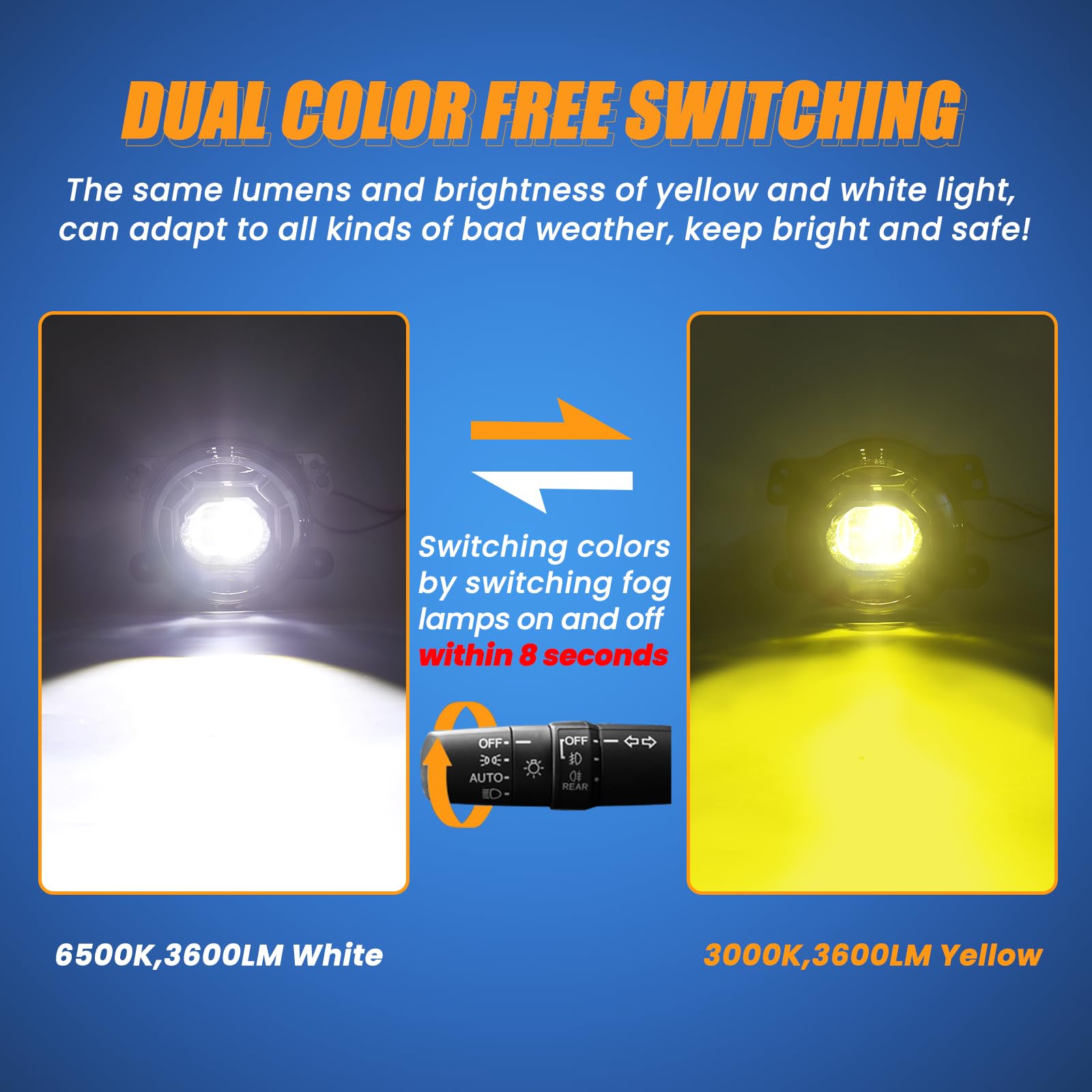 KARSAM angel-eye fog light with black housing, close-up detail.