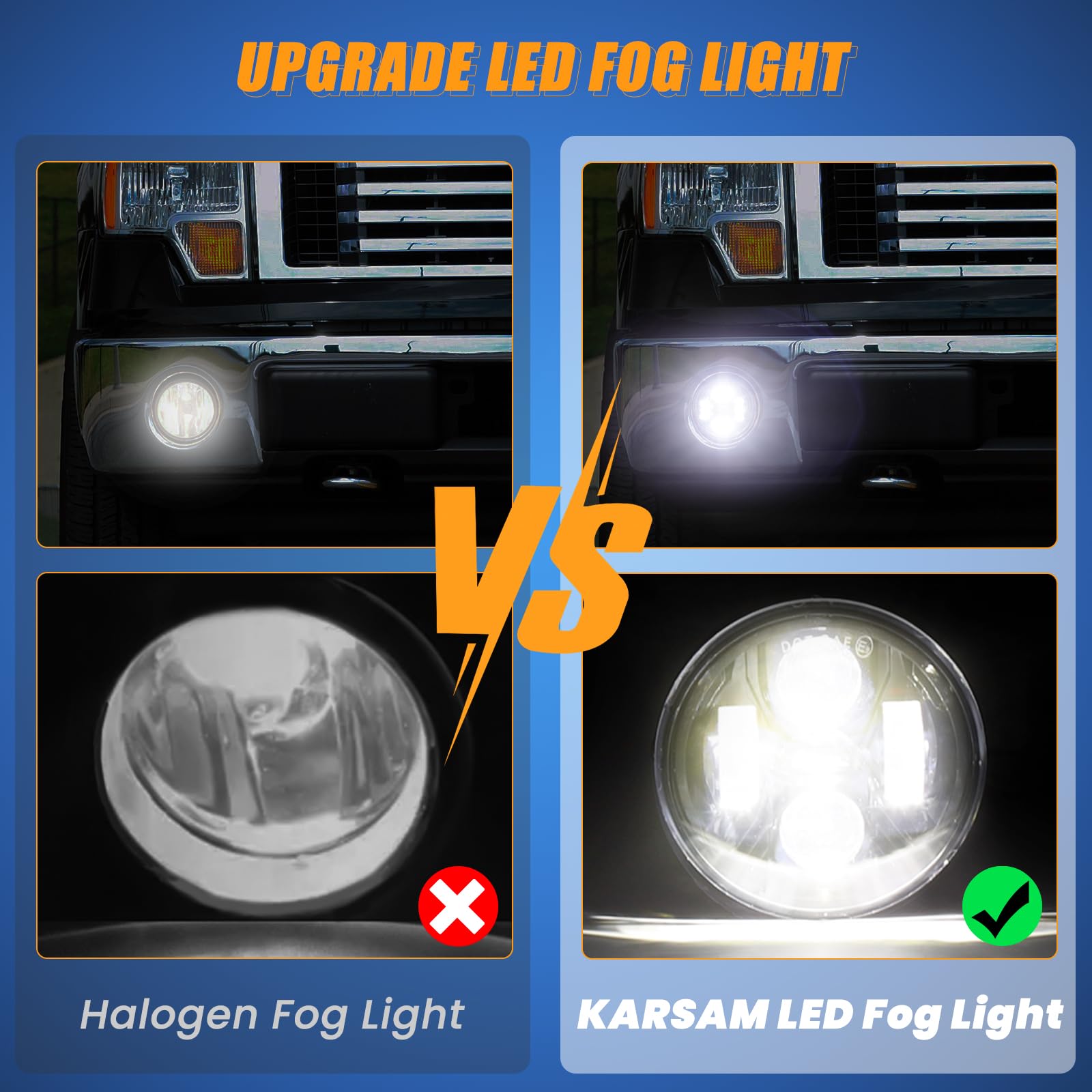 KARSAM fog light with angle adjustment screws for precise aiming.