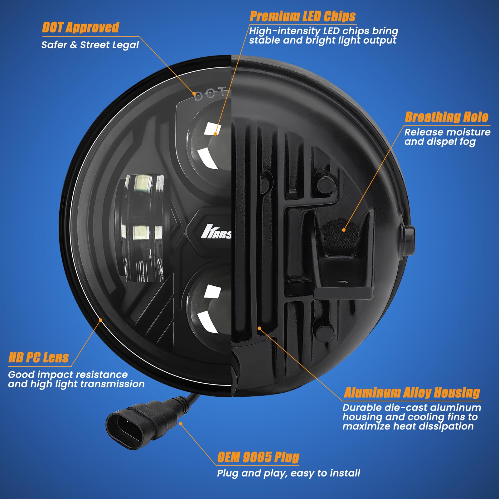 KARSAM fog light with IP67 waterproof rating withstands rain.