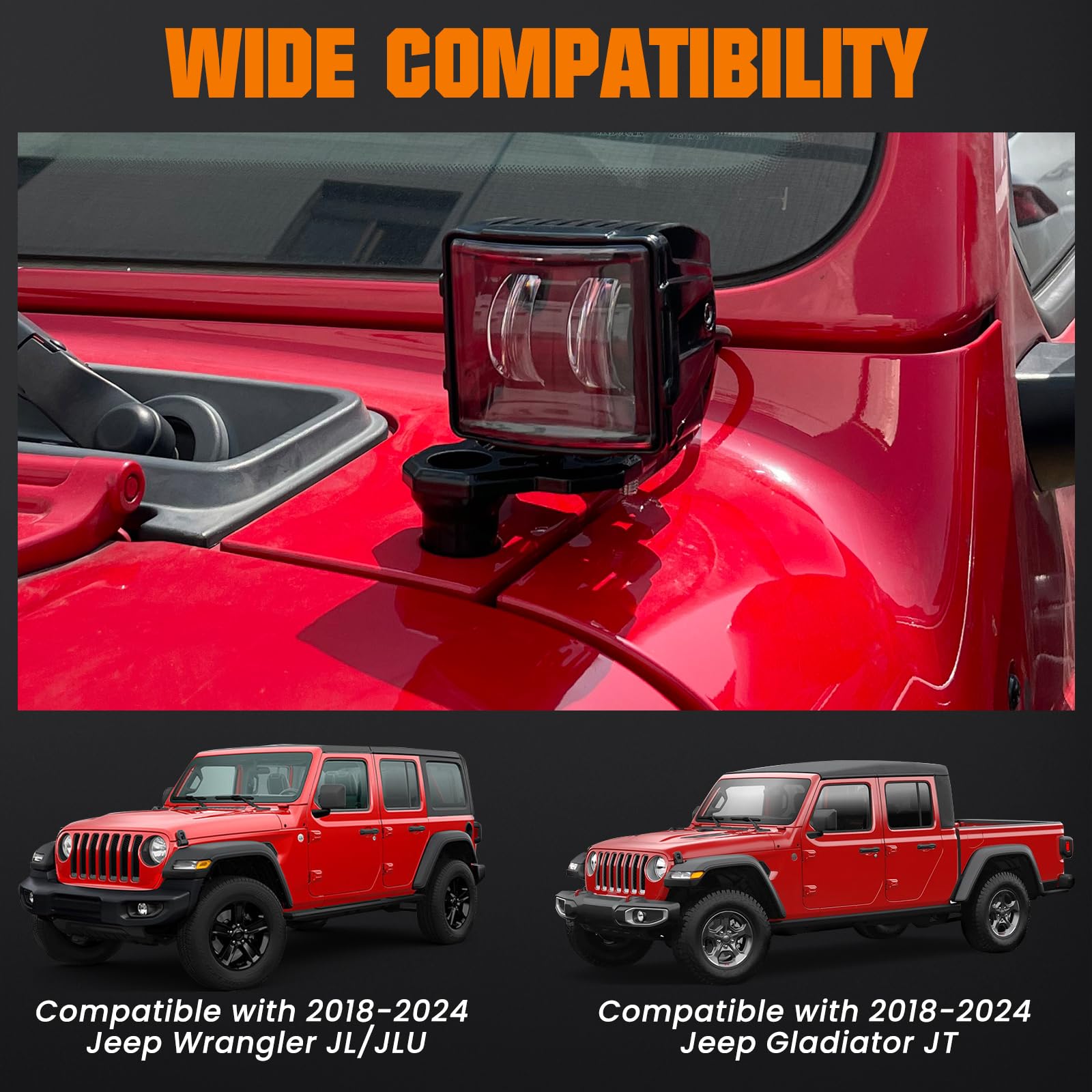 KARSAM Gladiator JT pillar light bracket keeps fog or pod lights steady.