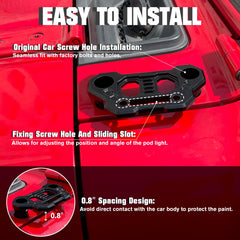 KARSAM Wrangler JL hood mount with 47mm rail enables flexible light positioning for precise coverage.