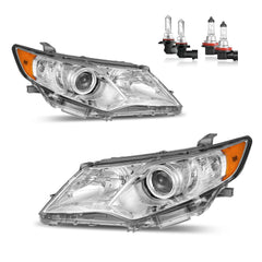 KarSpareHub Camry driver-side headlight with chrome housing improves nighttime visibility.
