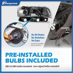 KarSpareHub chrome housing headlamp highlights modern look and ease of replacement.