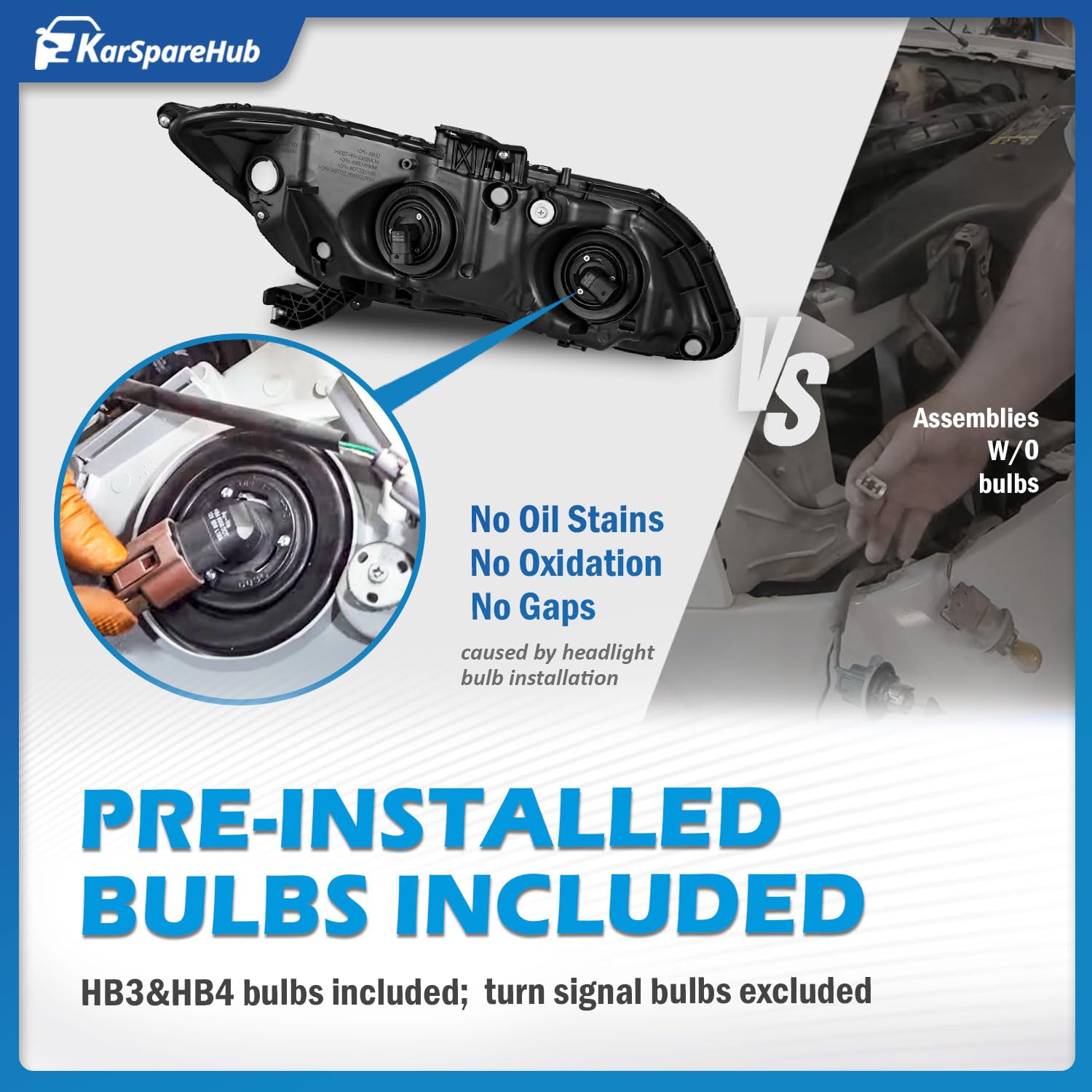 KarSpareHub headlight assembly for 2014-2015 Civic passenger side, reliable seal