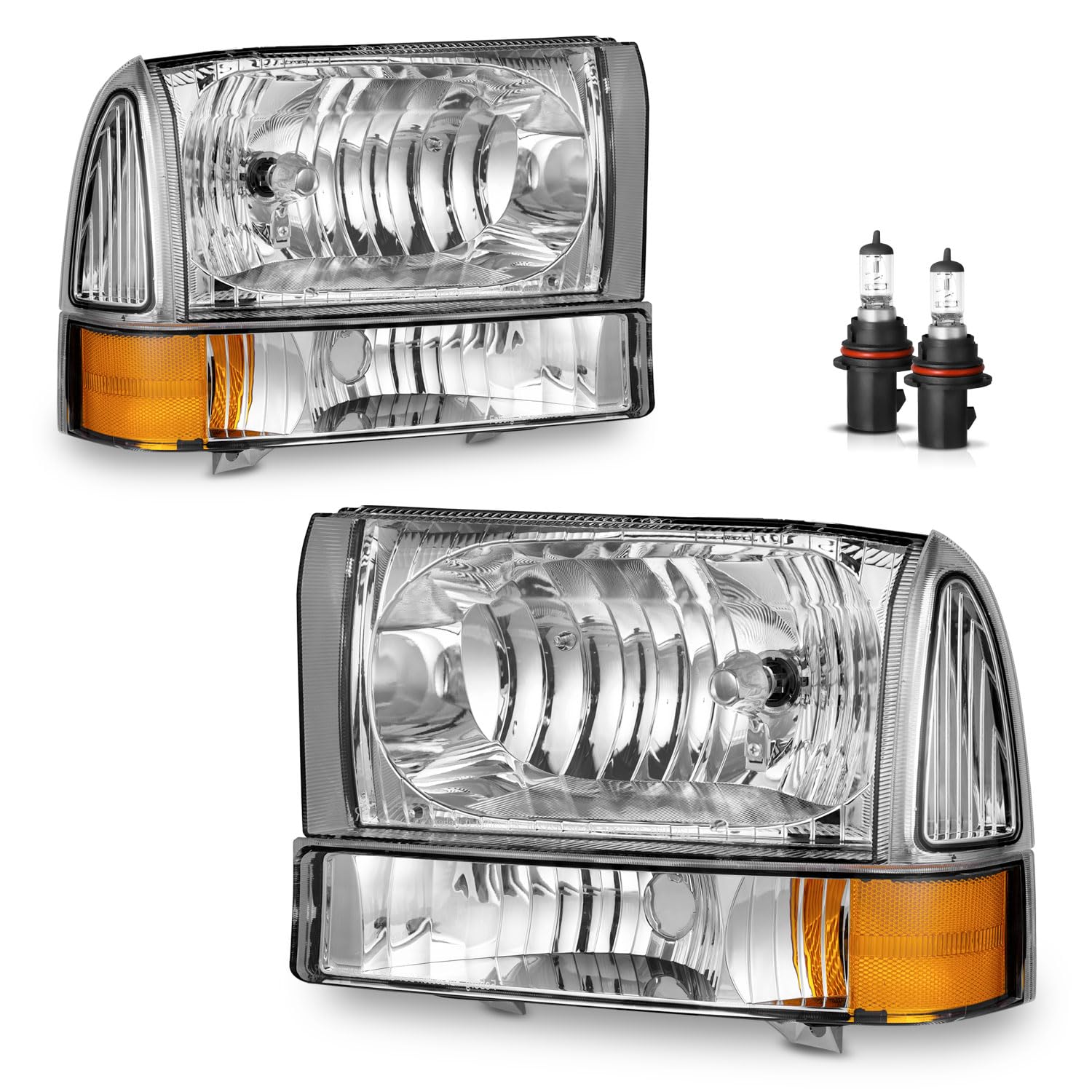 KarSpareHub headlight assembly with bulbs, front view, enhances nighttime visibility and safety.