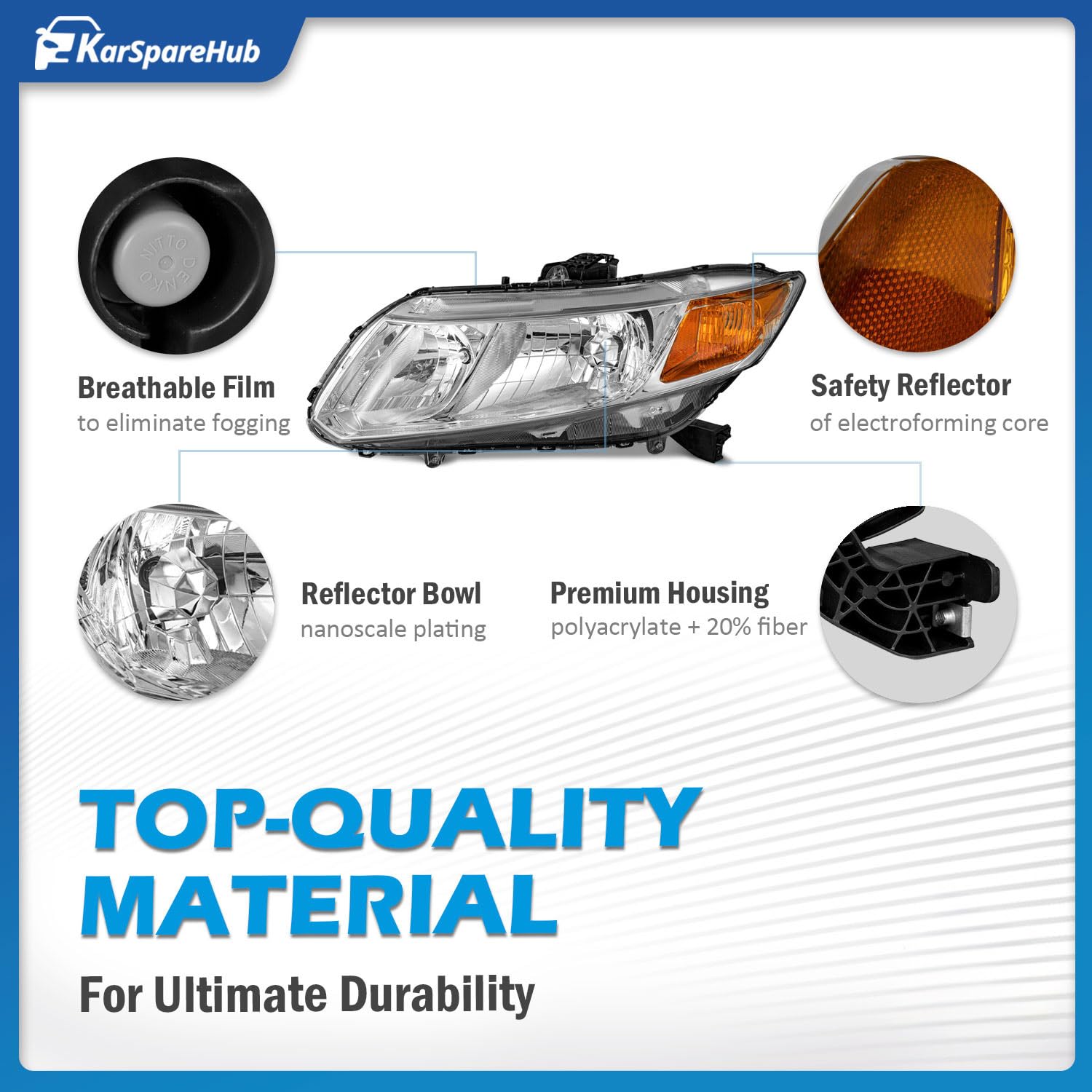 KarSpareHub headlight bulbs included, ready replacement option
