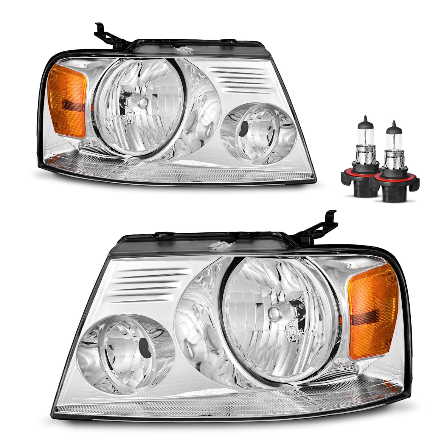 KarSpareHub front left headlight for 2004-2008 F-150 with chrome housing for reliable night visibility