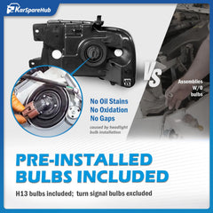 KarSpareHub front right headlight for 2006-2008 Mark LT with chrome housing for consistent brightness