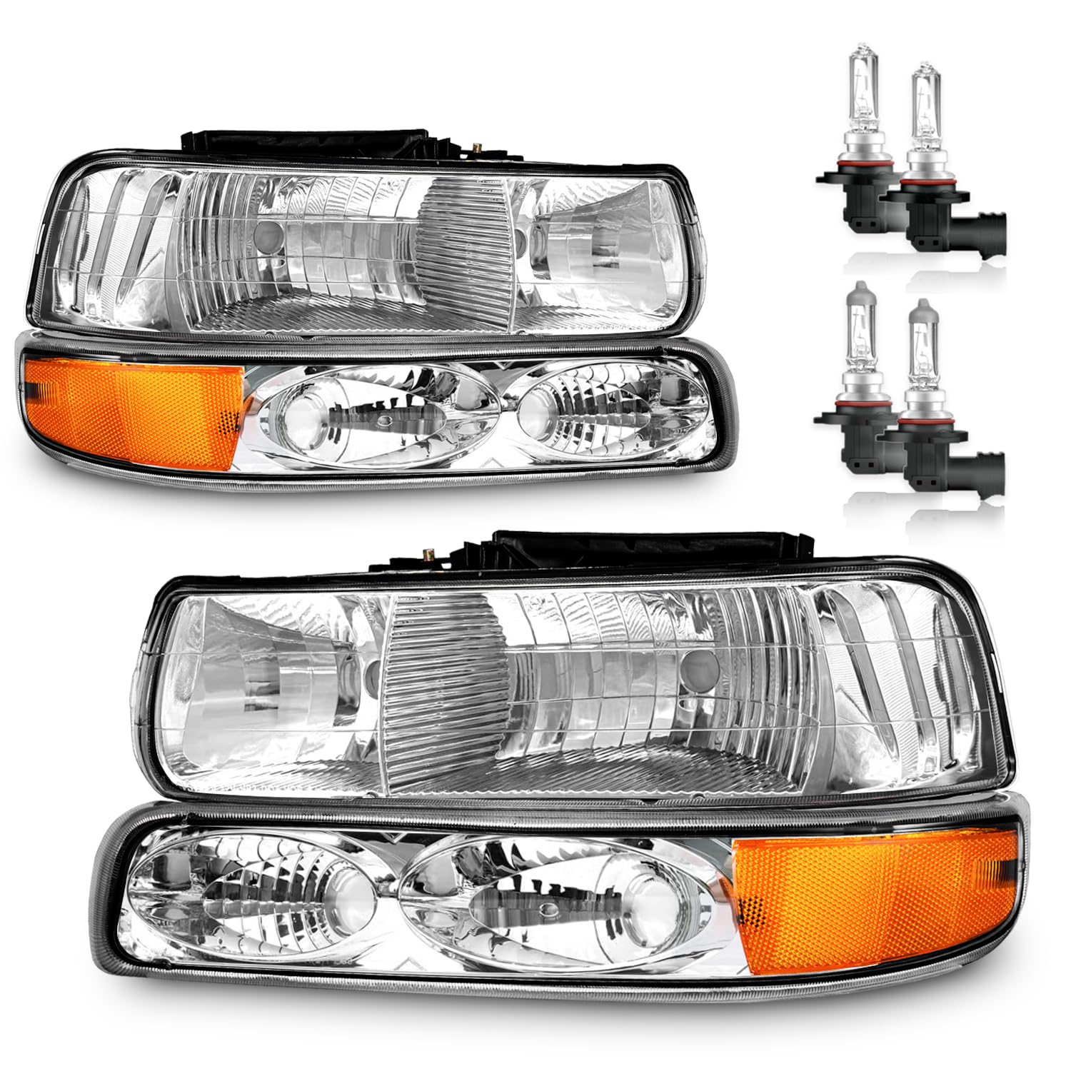 KarSpareHub headlight assembly front view for Silverado and Tahoe, enhanced visibility