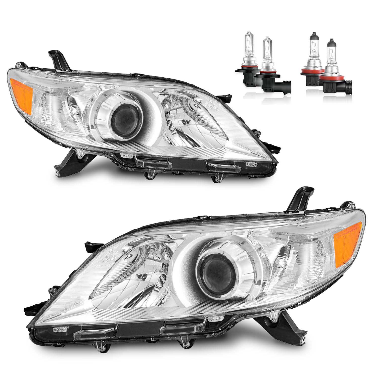 KarSpareHub headlights assembly for Sienna with amber corner lamps improve nighttime visibility.