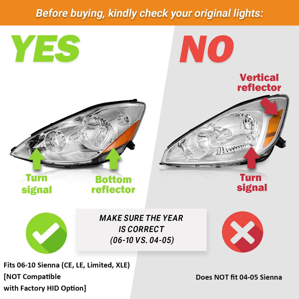 KarSpareHub front passenger-side headlights assembly with bulbs improves road awareness