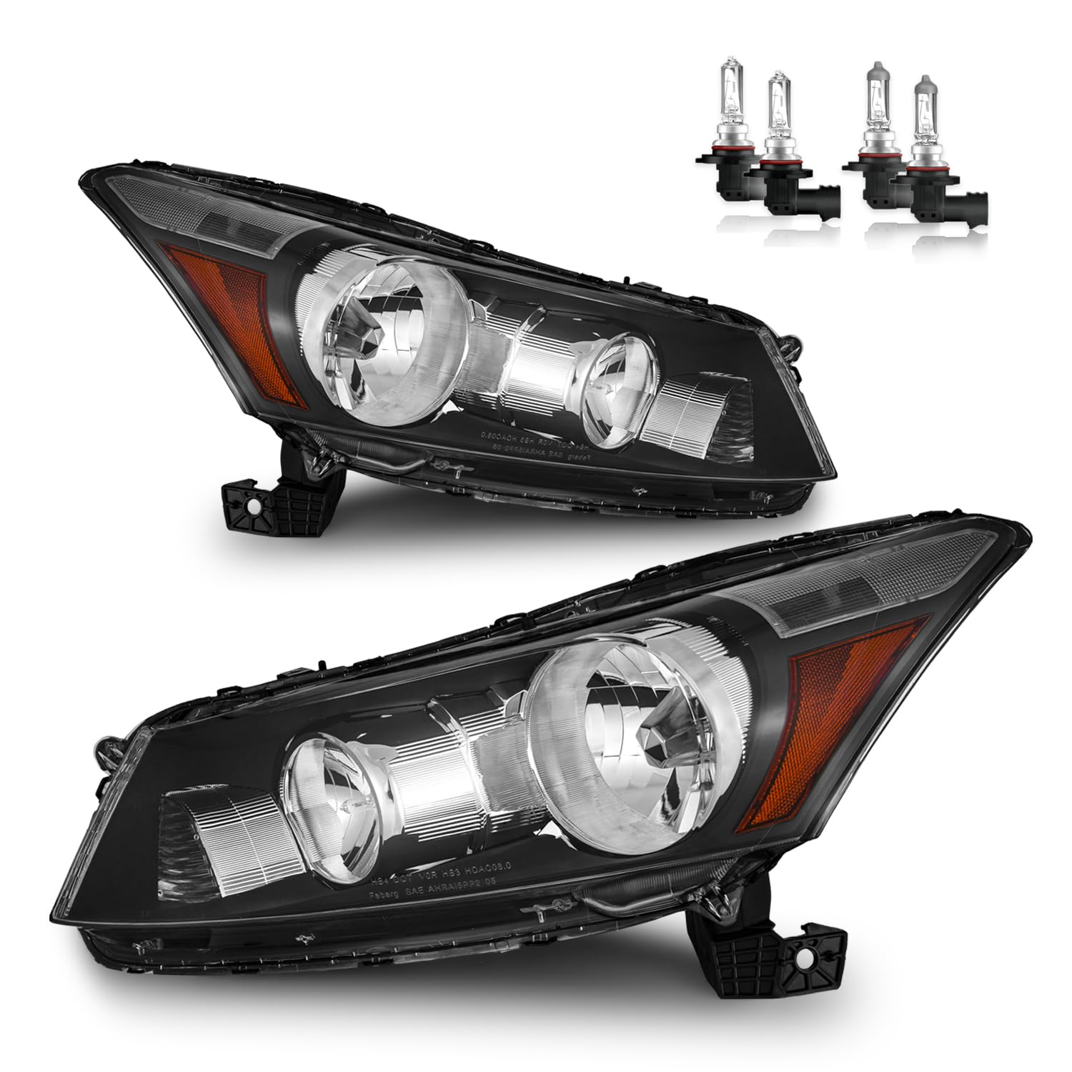 KarSpareHub headlights with bulbs on a 2008-2012 Honda Accord, driver-side front view for reliable night lighting