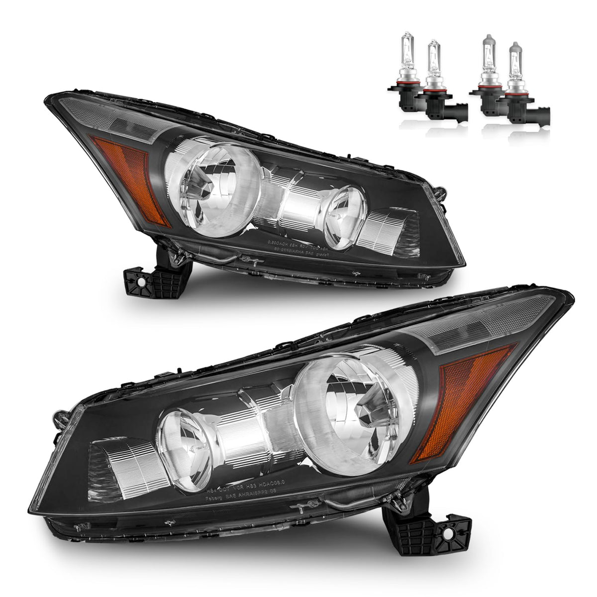 KarSpareHub headlights with bulbs on a 2008-2012 Honda Accord, driver-side front view for reliable night lighting