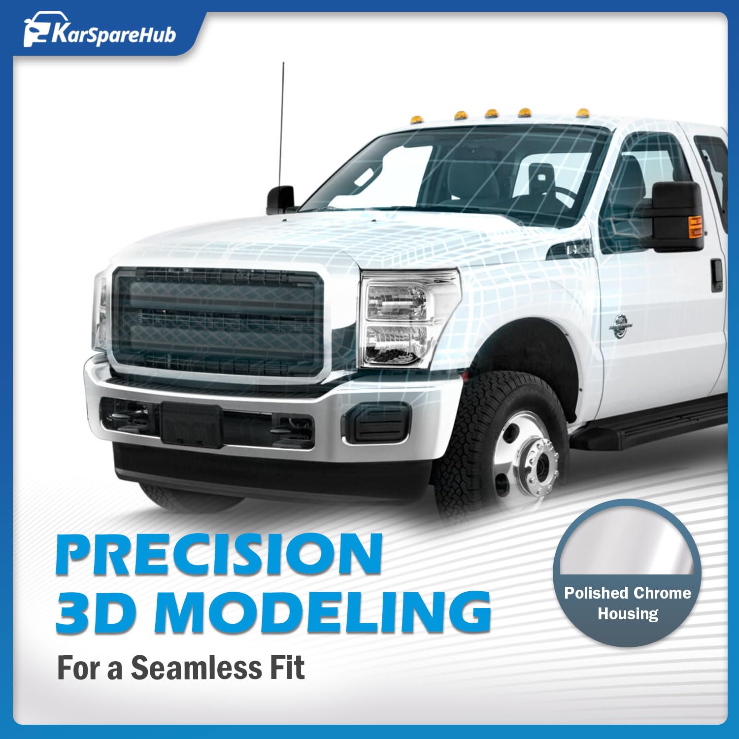 KarSpareHub headlights with bulbs, passenger-side view for 2011-2016 Ford Super Duty.