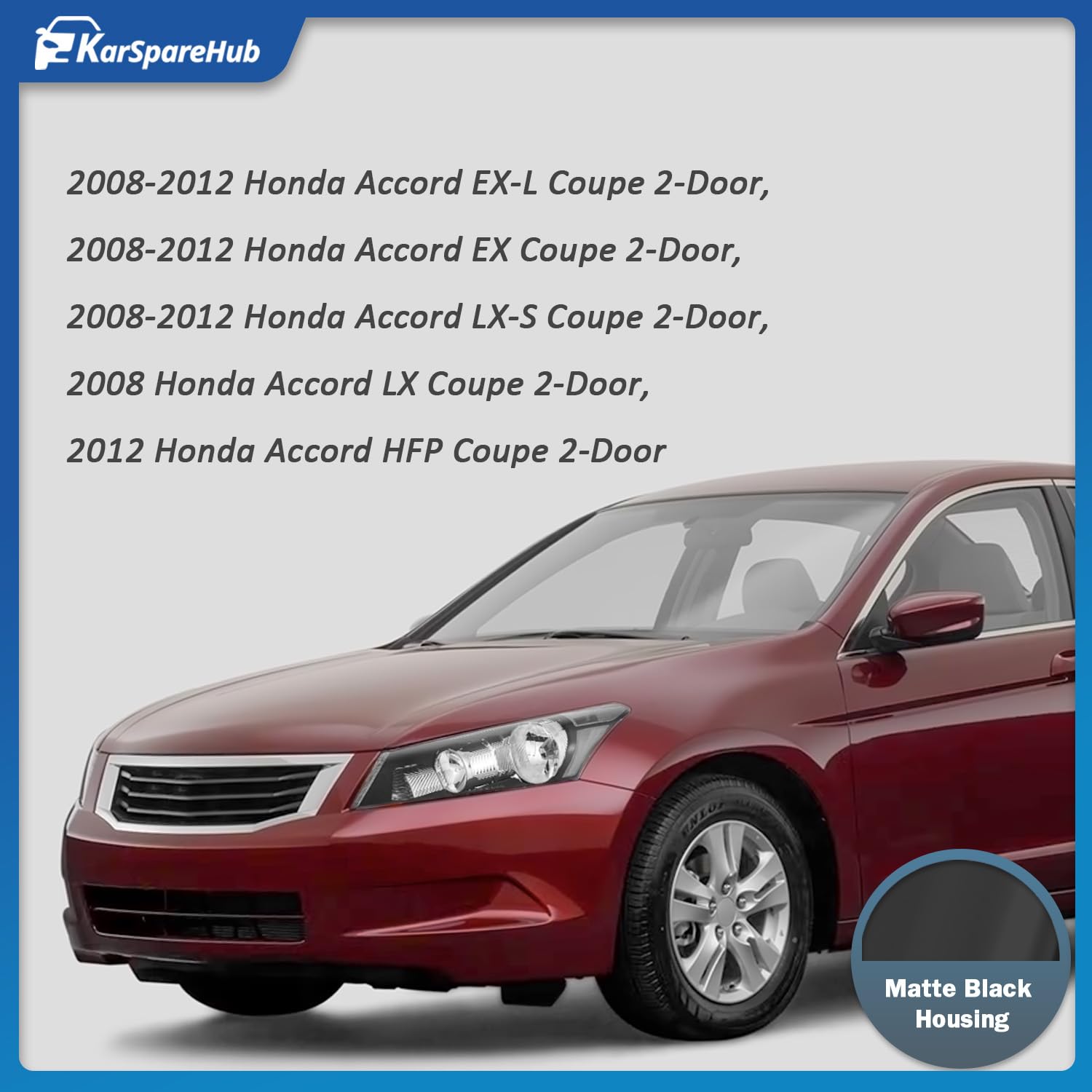 KarSpareHub weathersealed headlight housing for Honda Accord 2008-2012
