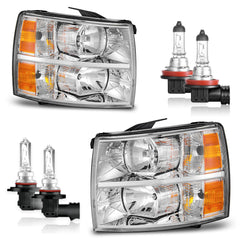 KarSpareHub Silverado headlights with chrome housing for a polished front end.