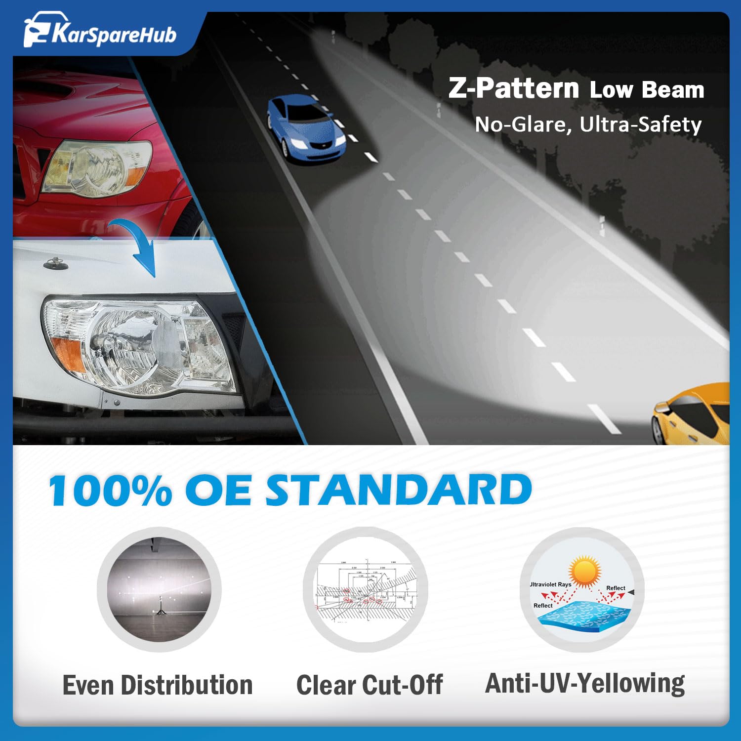 KarSpareHub Tacoma headlights waterproof seal supports all-weather driving.