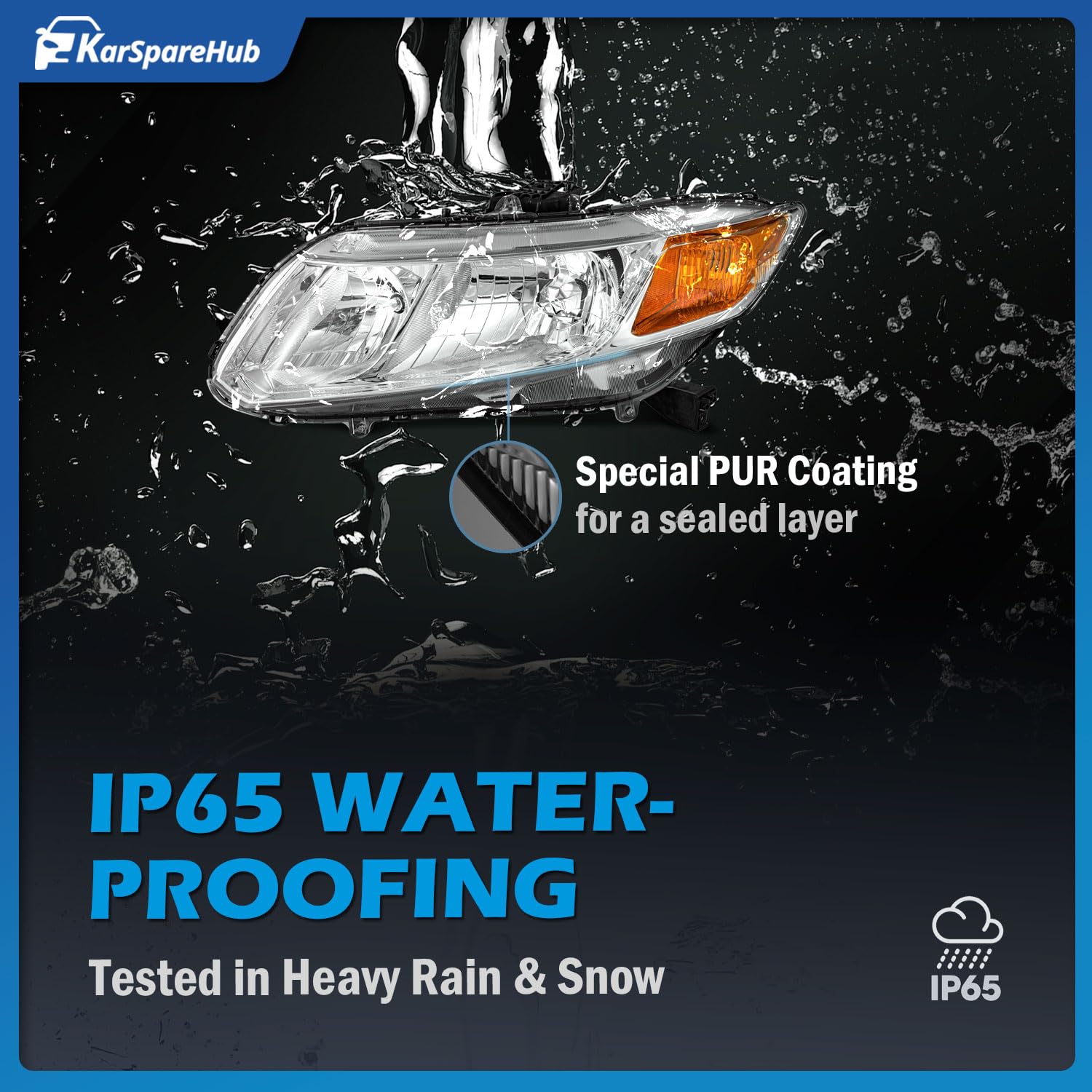 KarSpareHub waterproof seal headlight, weatherproof construction