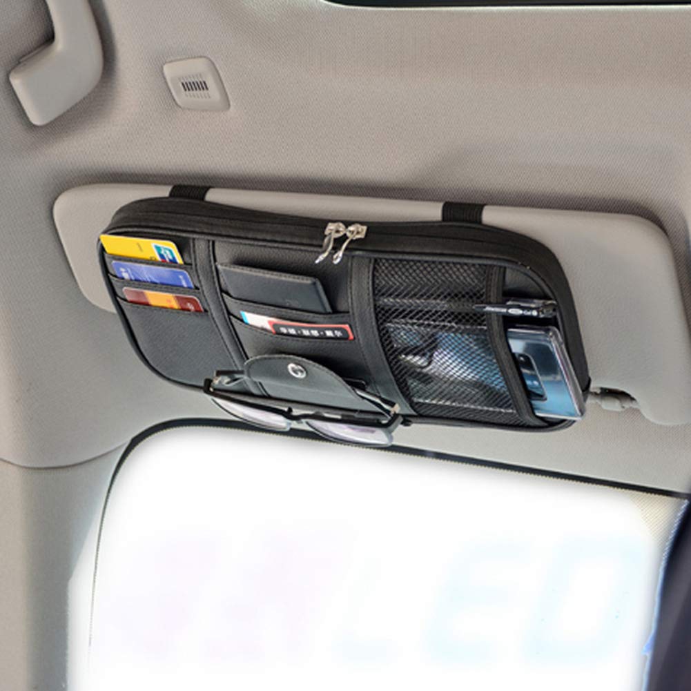 Kartisen sun visor organizer with large zipped compartment for essentials.