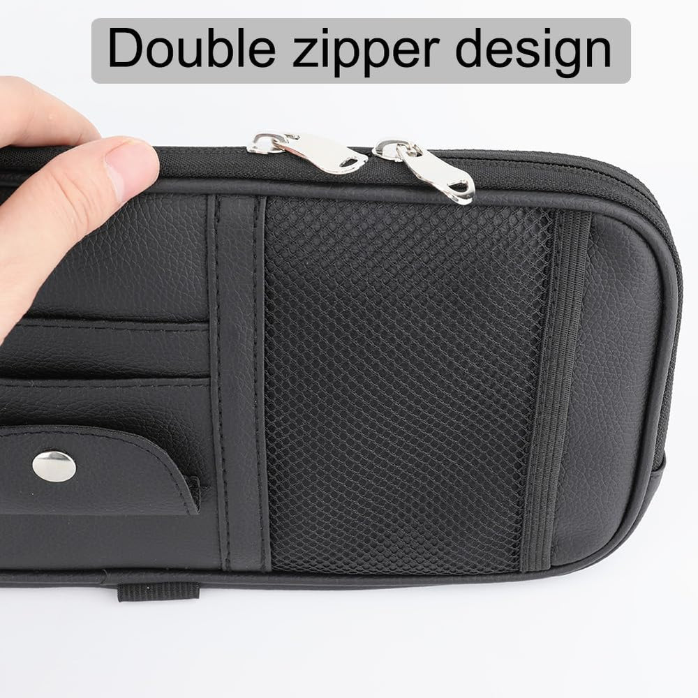 Kartisen sun visor organizer showing elastic bands for secure visor attachment.