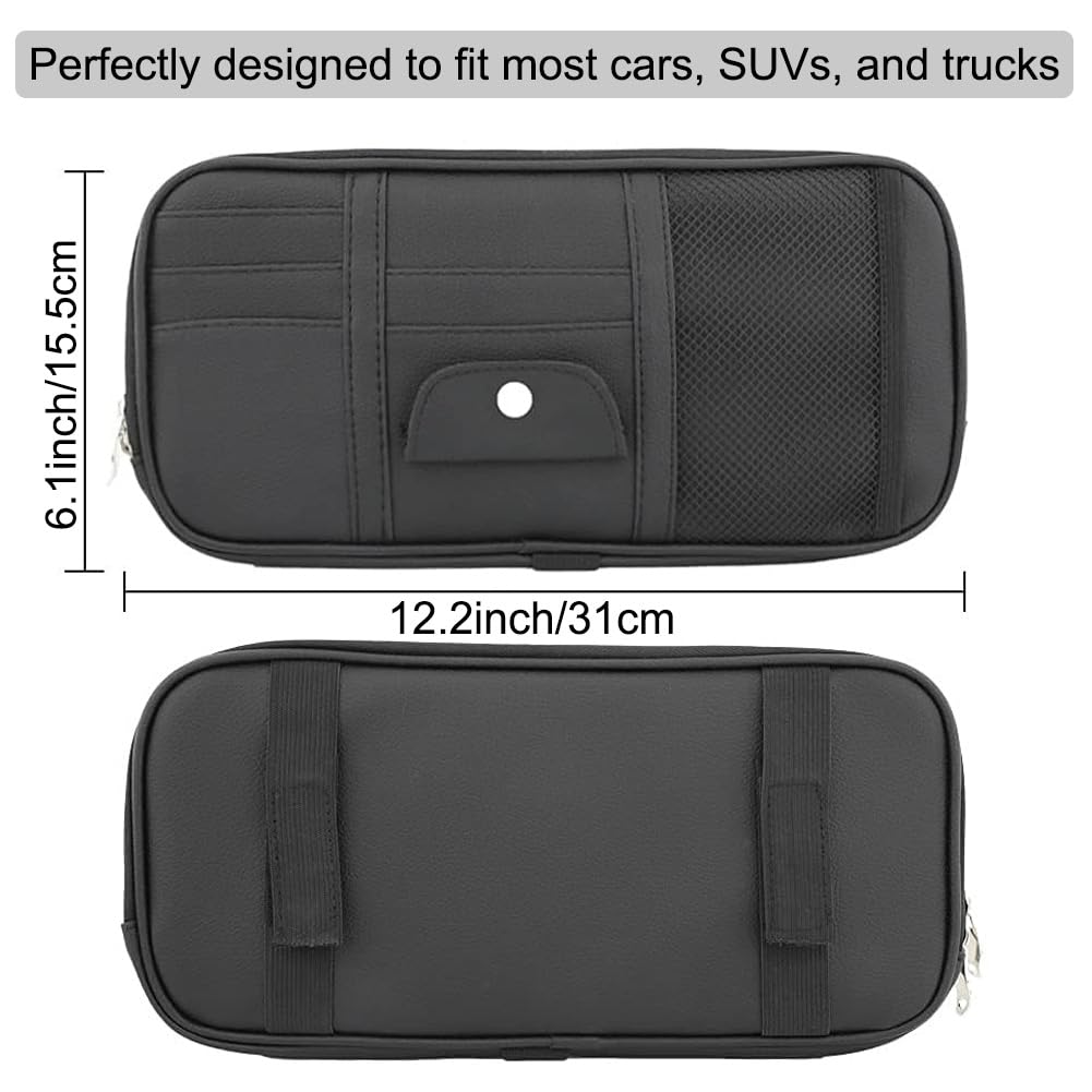 Kartisen sun visor organizer with glasses clip for easy eyewear access.