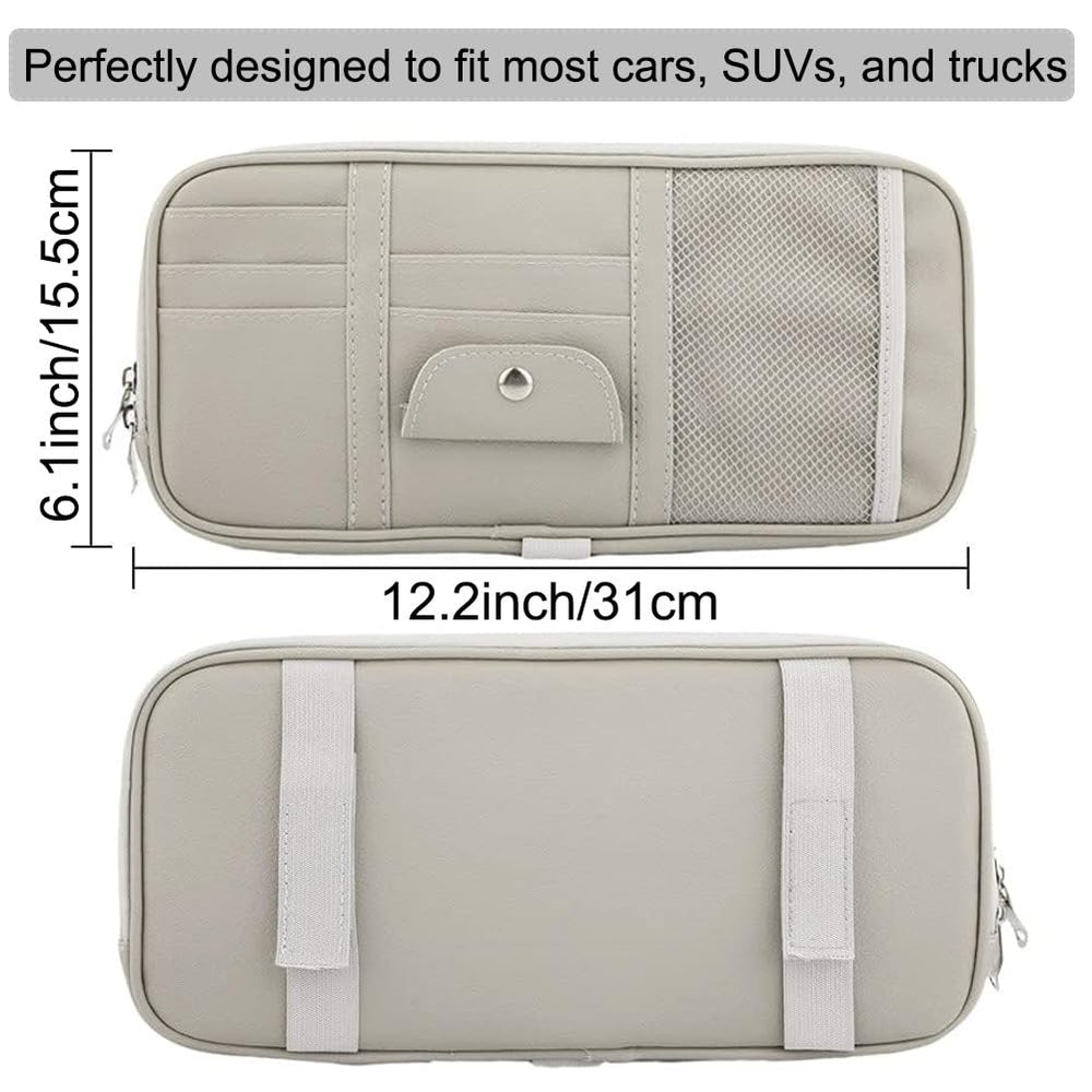 Kartisen car sun visor organizer gray card pockets keep cards neatly organized.