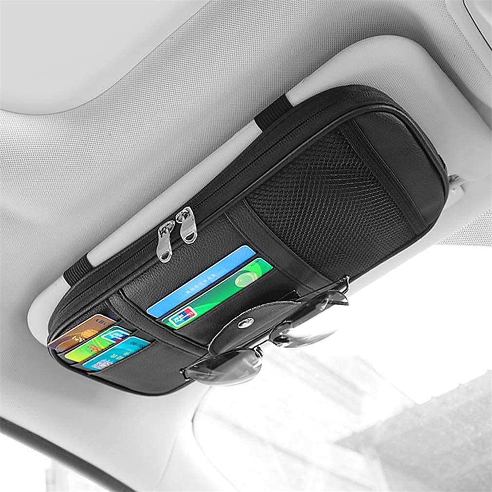 Kartisen sun visor organizer with Velcro straps for adjustable, snug fit.