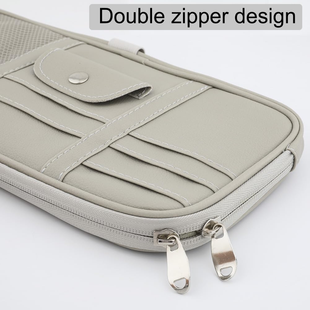 Kartisen sun visor organizer gray elastic straps secure to visor for a stable fit.