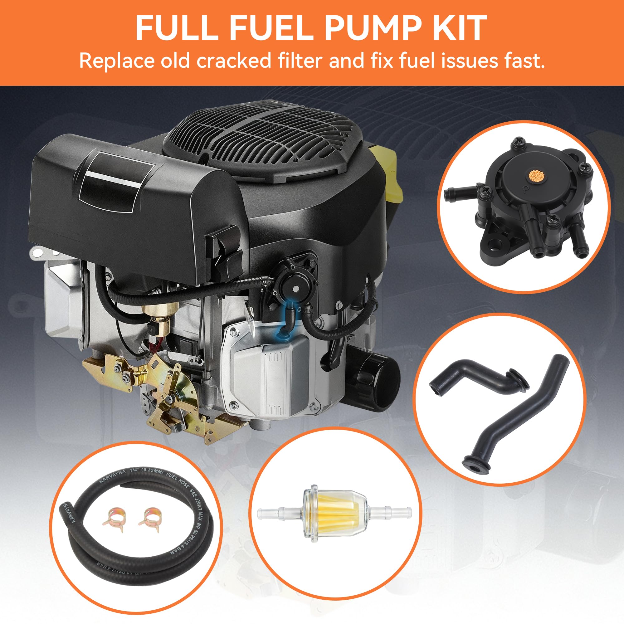Karvayna upgrade kit with pump, filter, and hoses for quick replacement