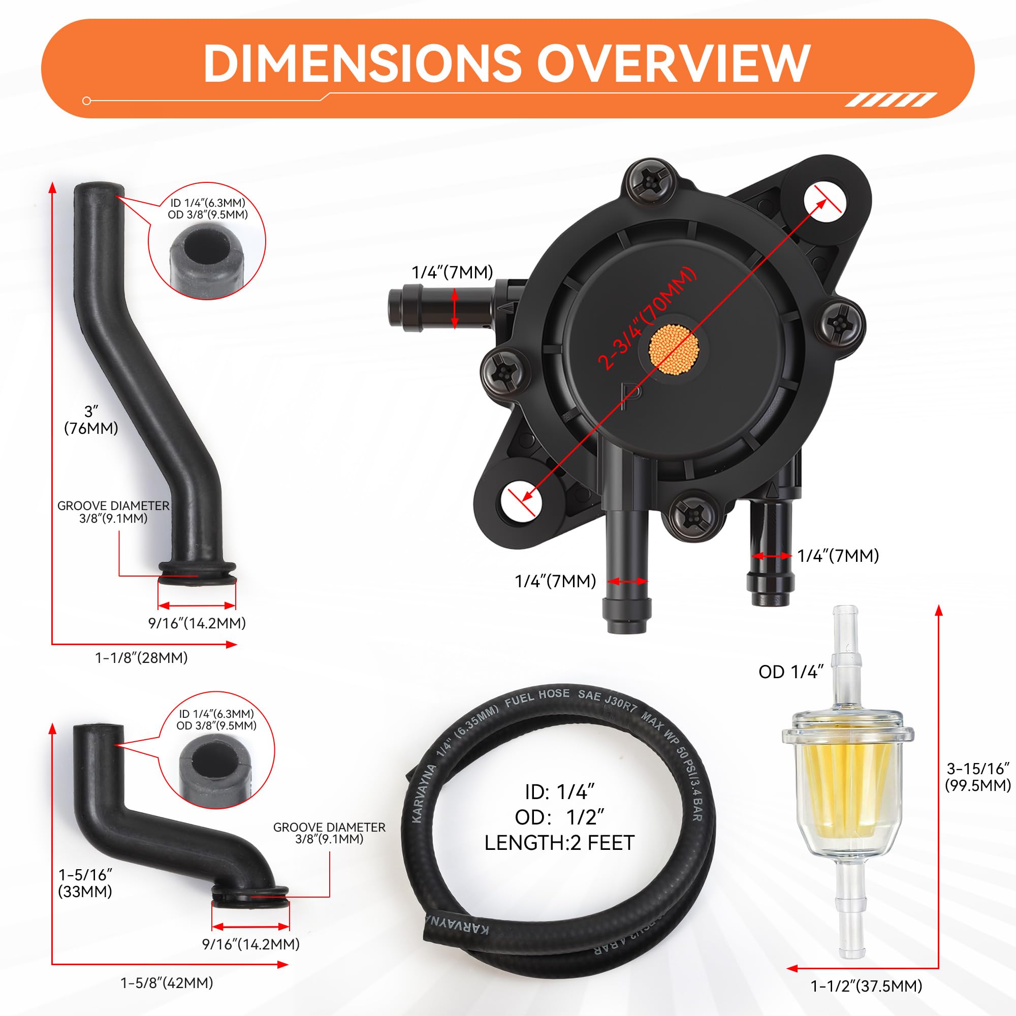 Karvayna LA140-compatible pump for John Deere riding tractors