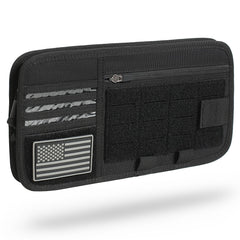 Katadem heavy-duty MOLLE car sun visor organizer keeps essentials within reach during road trips.