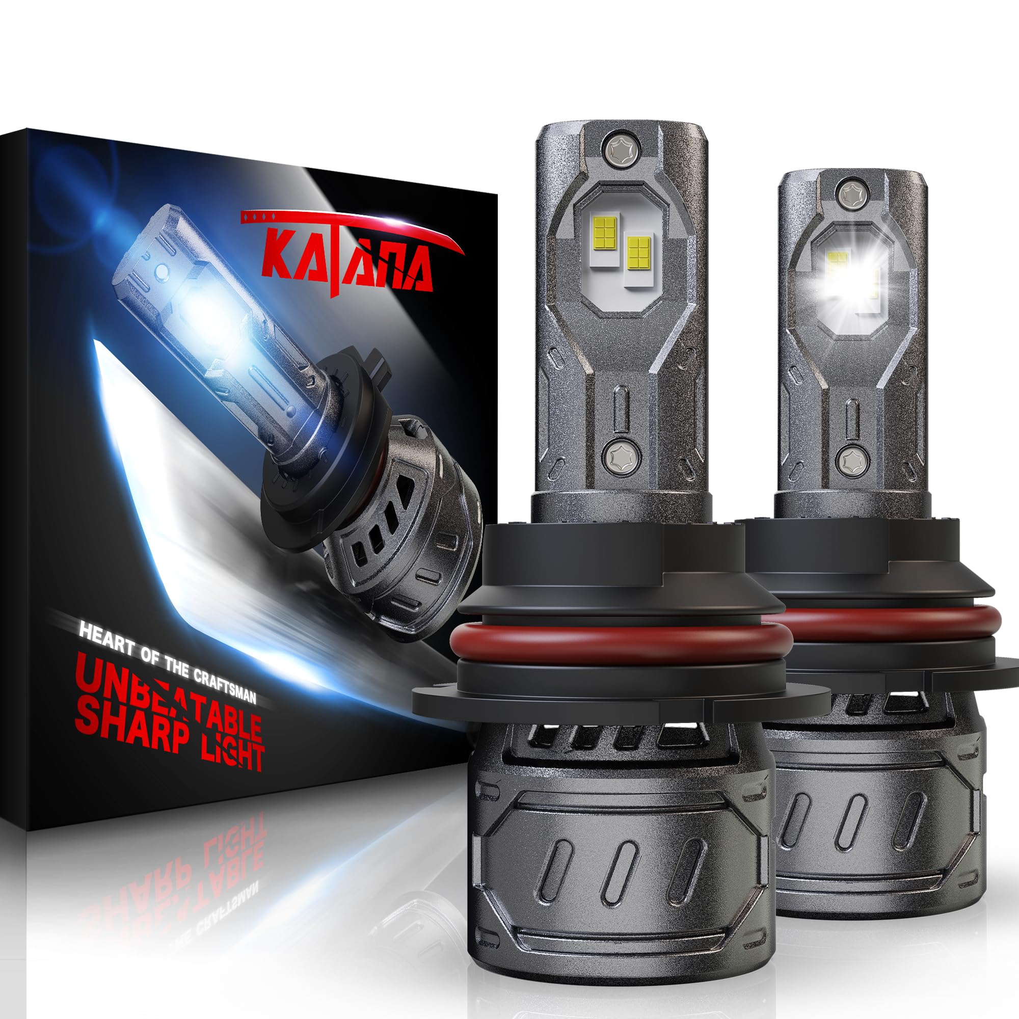 Katana 9007 HB5 bulb emits 6500K white light for clearer night visibility