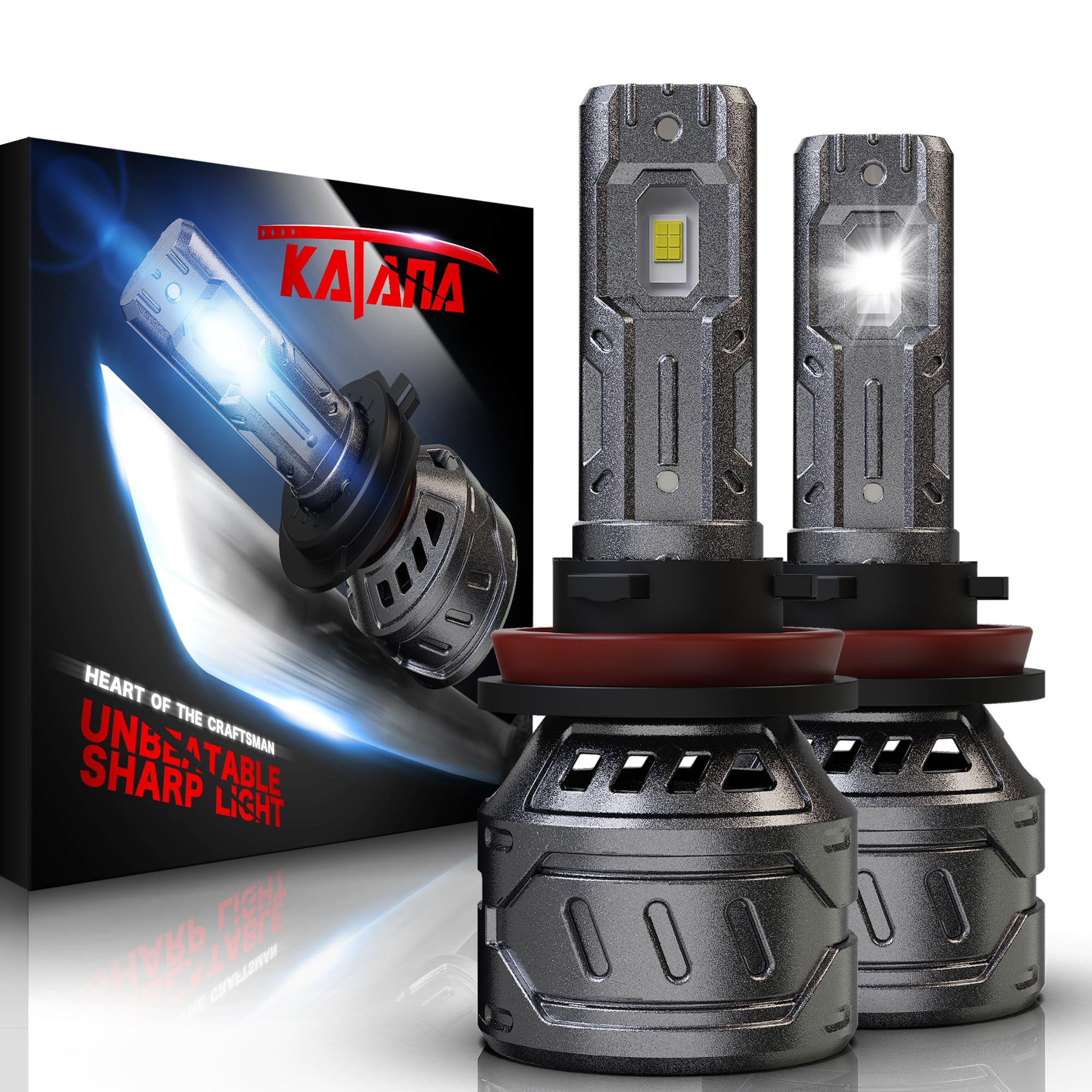 Katana H11 fog light showing 70W and 16000LM brightness for brighter visibility