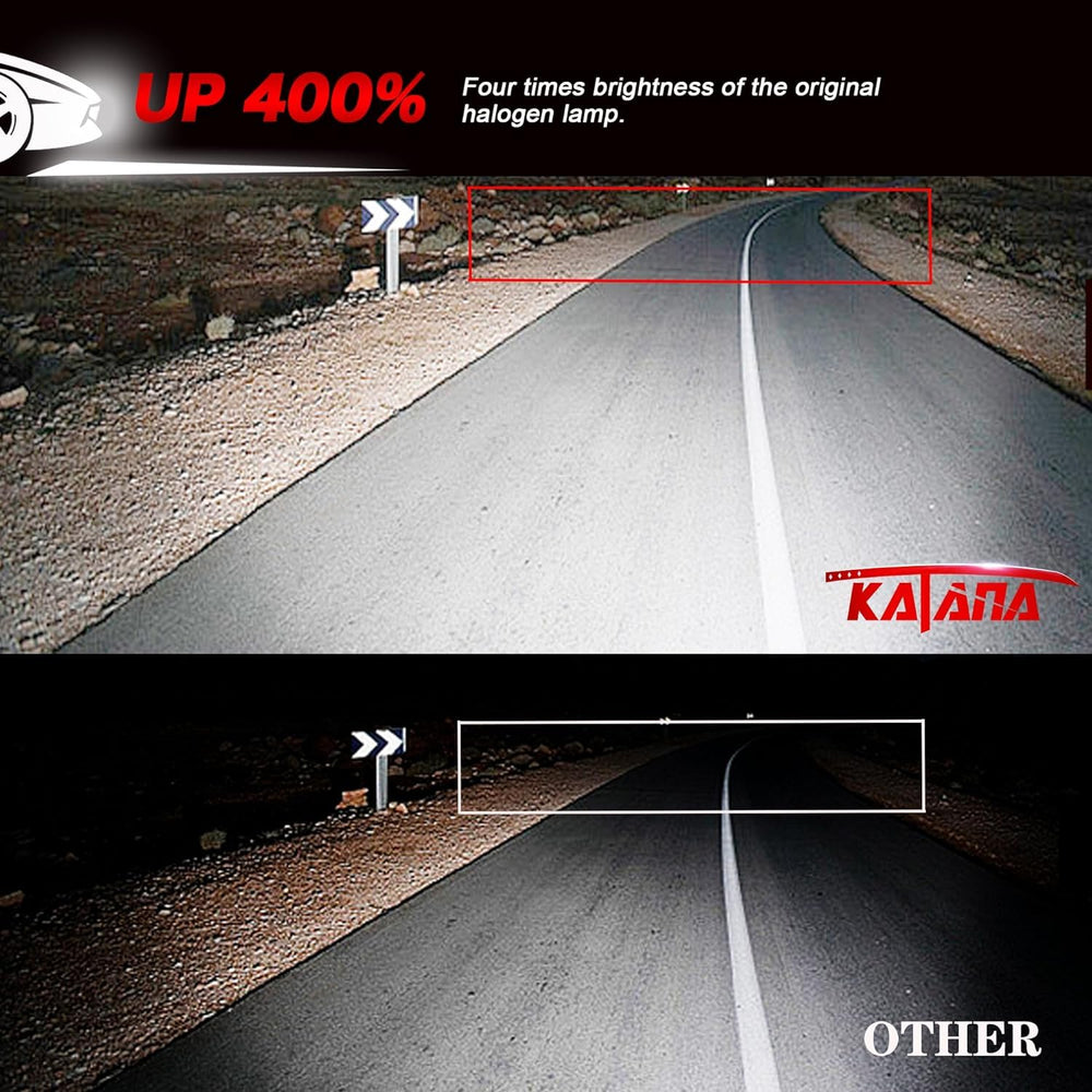 Katana H13 6500K white light improves visibility in fog and rain.