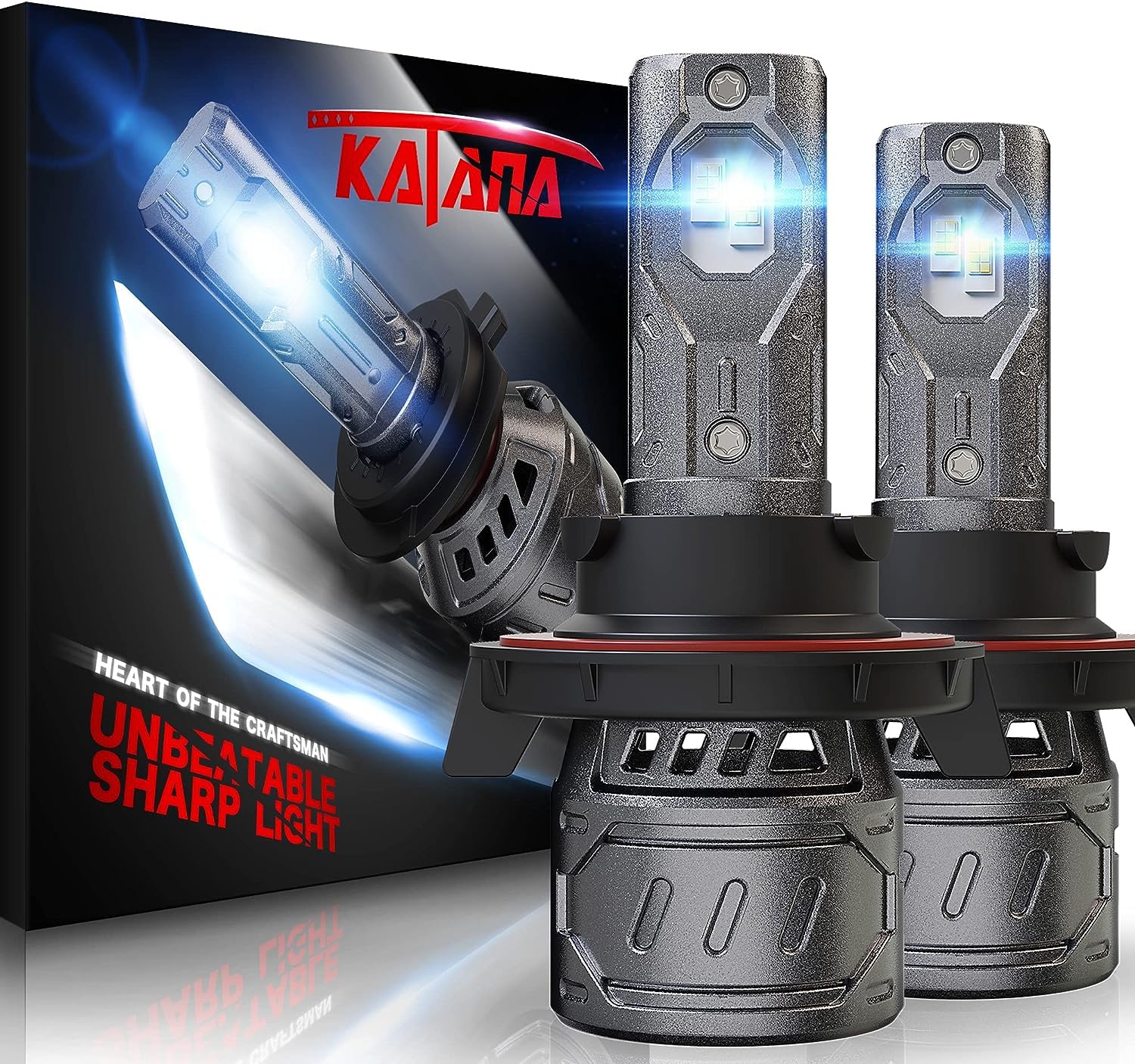 Katana H13 light bulb 9008 with 400% brightness for clearer night driving.