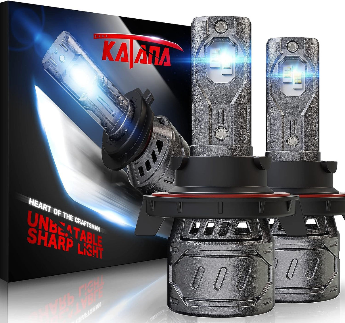 Katana H13 light bulb 9008 with 400% brightness for clearer night driving.